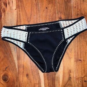 Victoria's Secret Black and White Crochet Bikini Bottom